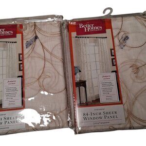 Better Homes And Gardens 84 Inch Sheer Window Panel Curtain 2 Packs Ivory Gold